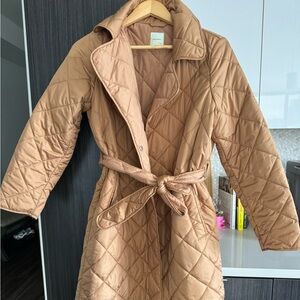 ASOS Fire and Glory Quilted Maxi Coat in Camel